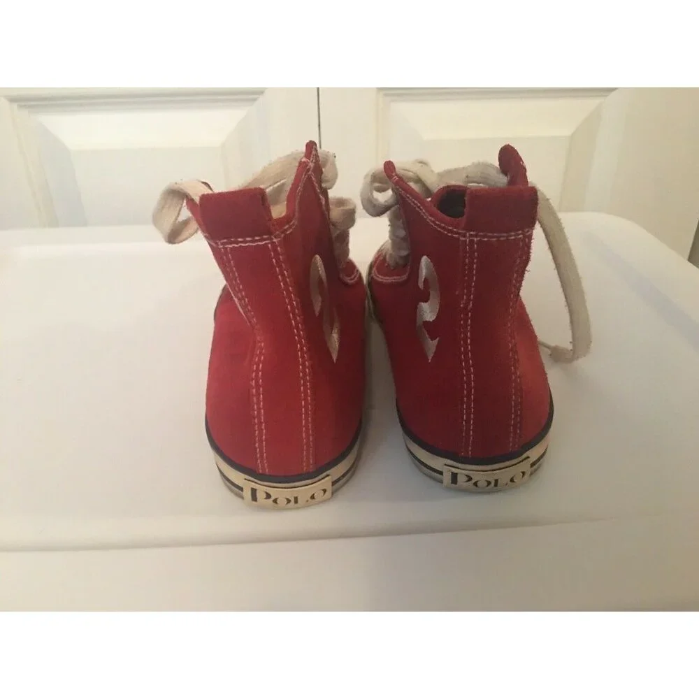 Polo Ralph Lauren Canvas Black‎ Red High Tops-Sz 4